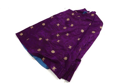 Lot 553 - A purple and gold brocade silk chuba