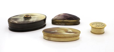 Lot 345 - A horn and hardstone inset snuff box