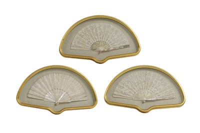 Lot 619 - Three Victorian framed lace and mother-of-pearl fans