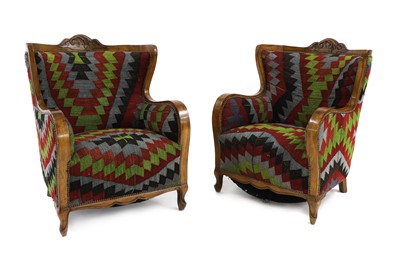 Lot 742 - A pair of kilim armchairs