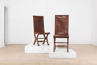 Lot 327 - A pair of leather low chairs