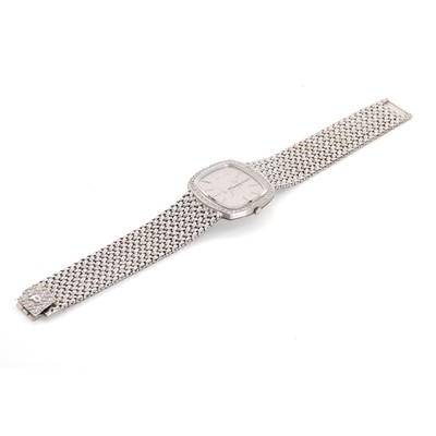 Lot 1473 - A 18ct white gold diamond set Piaget for Asprey automatic bracelet watch, c.1970's