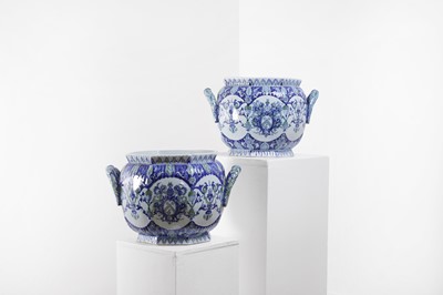 Lot 425 - A pair of faience planters