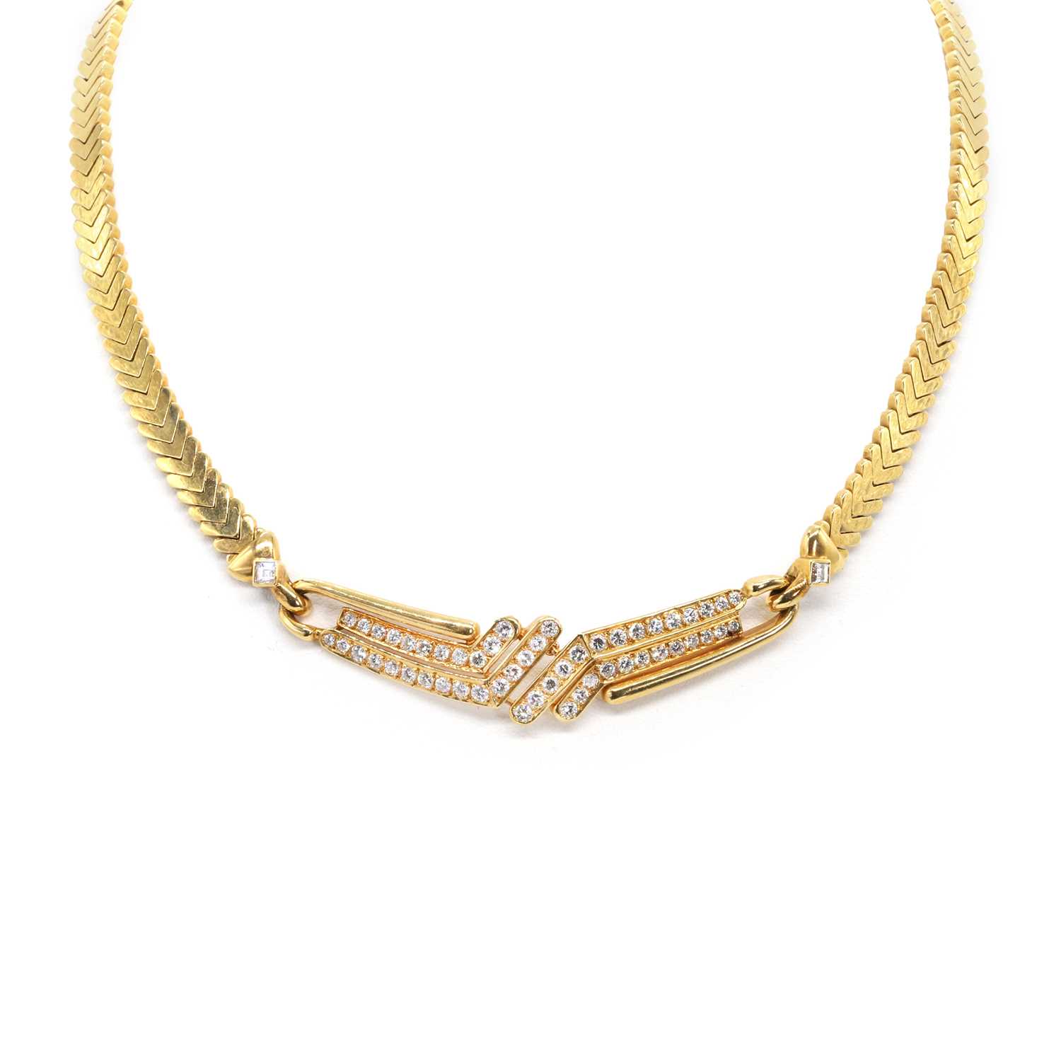 Lot 1126 - An 18ct gold diamond necklace, by OJ Perrin