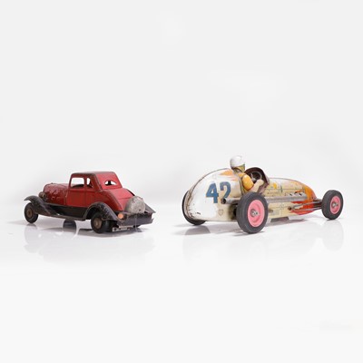 Lot 422 - Two tinplate toy racing cars