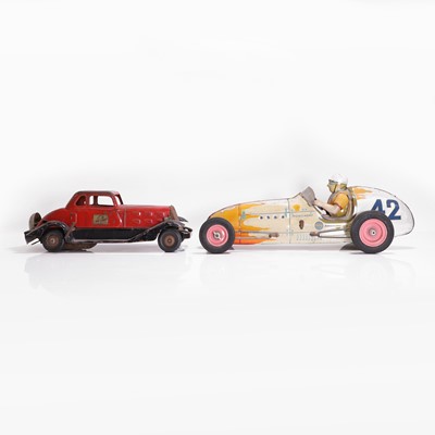 Lot 422 - Two tinplate toy racing cars