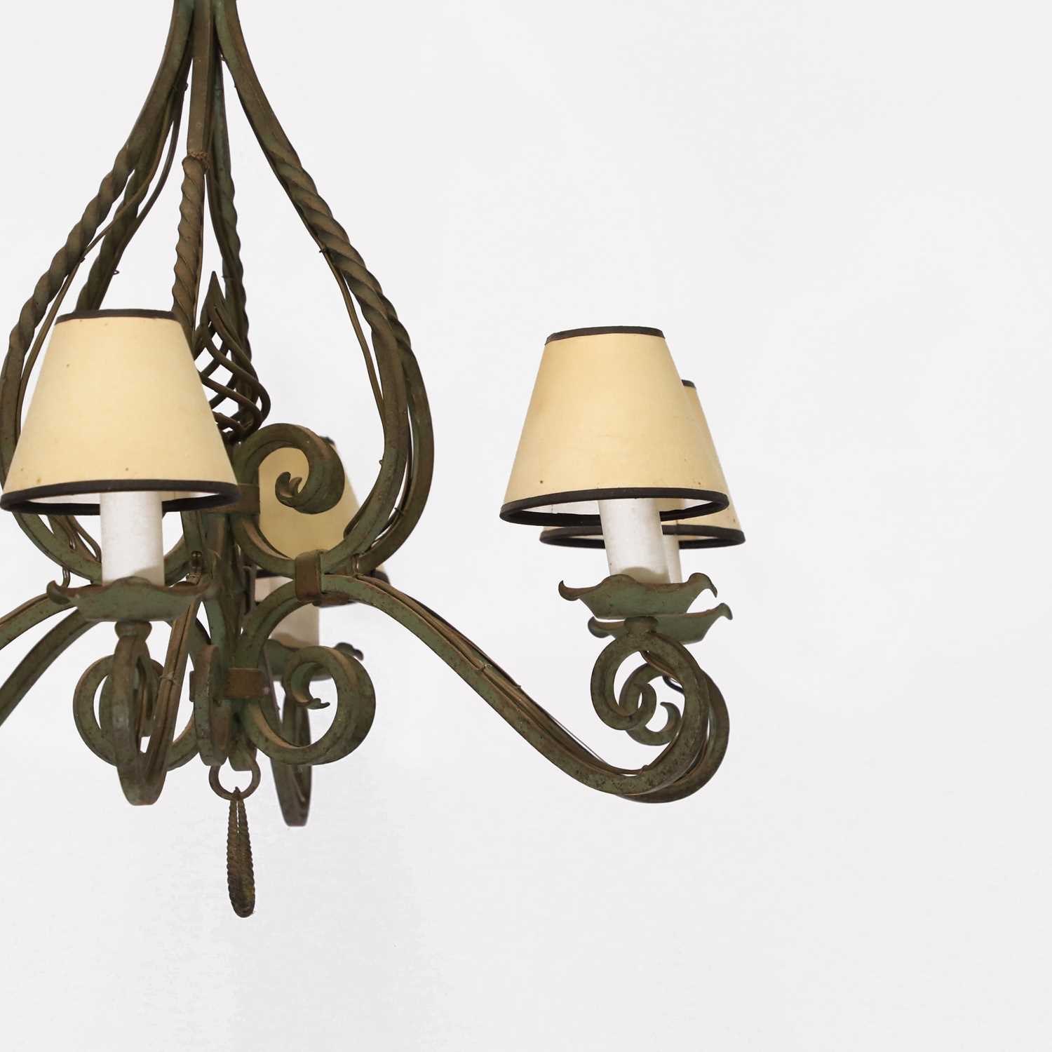 Lot 153 - A wrought-iron six-branch chandelier