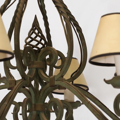 Lot 153 - A wrought-iron six-branch chandelier