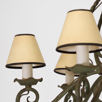 Lot 153 - A wrought-iron six-branch chandelier