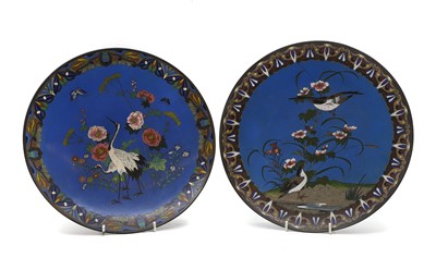 Lot 212 - A pair of Japanese cloisonné plates