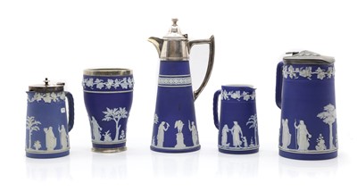 Lot 128 - A collection of blue and white Jasperware