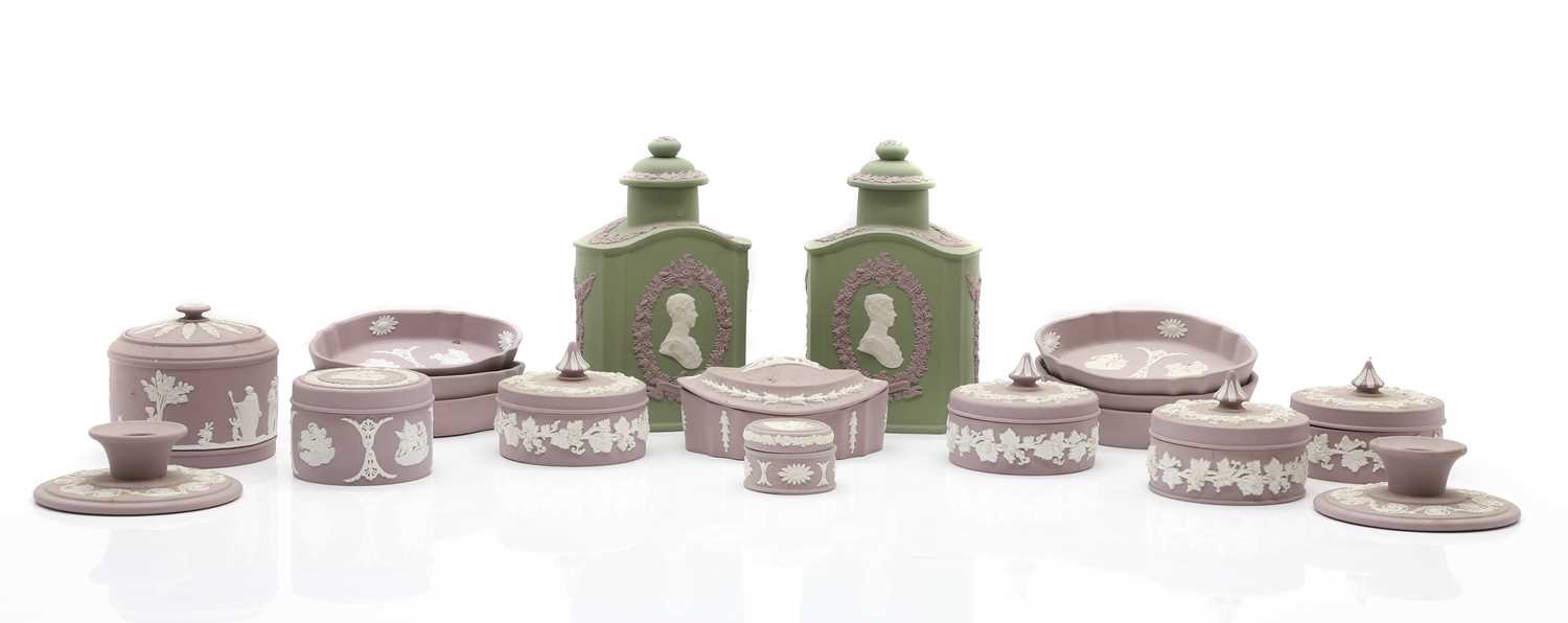 Lot 113 - A collection of Wedgwood lavender Jasperware items