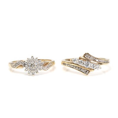 Lot 1283 - Two 9ct gold diamond set rings