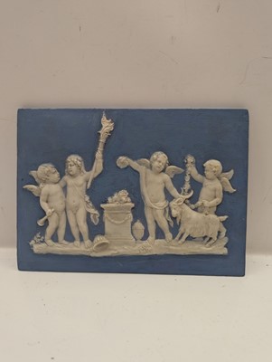 Lot 109 - A group of seven framed Wedgwood Jasperware plaques