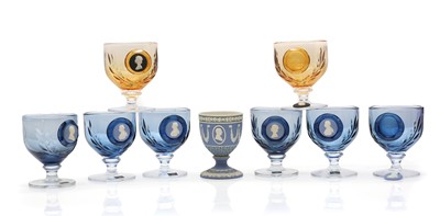 Lot 135 - A collection of Wedgwood commentative glass goblets