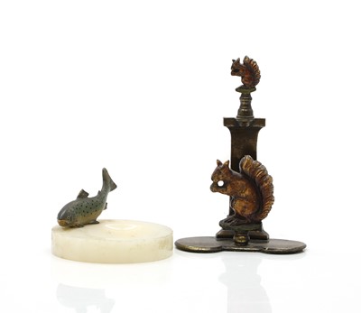 Lot 461 - A cold painted bronze desk stand