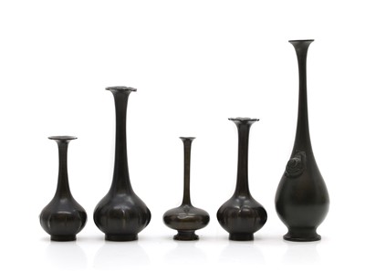 Lot 218 - A group of five Japanese bronze vases