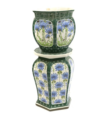 Lot 155 - An Art Nouveau Mintons pottery jardinière on stand