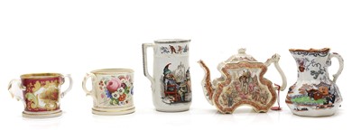 Lot 150 - A collection of pottery mugs and jugs