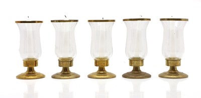 Lot 393 - A set of five glass storm lanterns