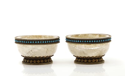 Lot 296 - A pair of Tibetan type alabaster Tsampa bowls