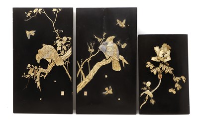 Lot 214 - Three Japanese lacquered panels