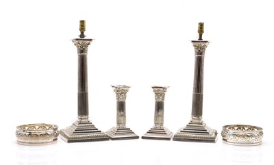 Lot 47 - A pair of silver plated table lamps