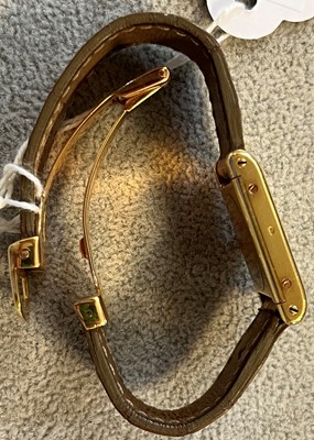 Lot 355 - A ladies' 18ct gold Cartier Tank Louis mechanical strap watch
