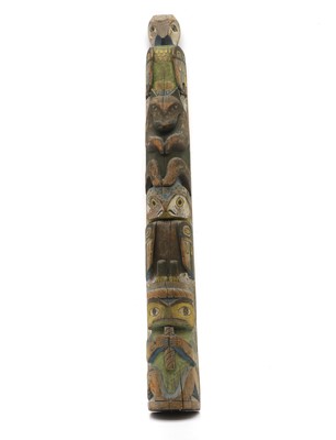 Lot 488 - A North West Coast carved and painted model totem pole