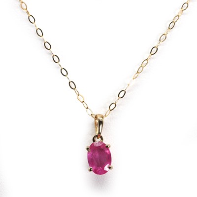 Lot 1172 - A fracture filled pink sapphire pendant