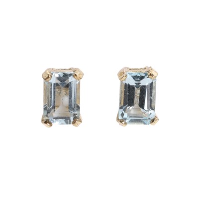 Lot 1165 - A pair of blue topaz stud earrings