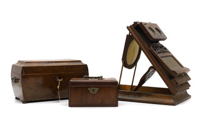 Lot 497 - A Victorian burr walnut stereoscopic viewer