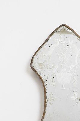 Lot 101 - A pair of glass, verre églomisé and gilt-metal girandoles