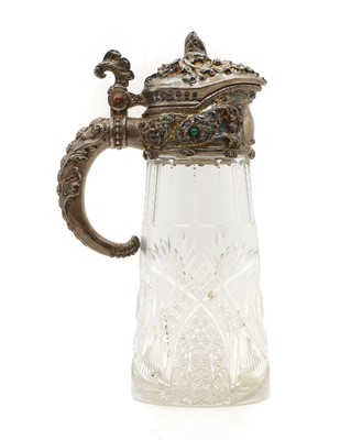 Lot 37 - A large Continental cut glass and silver mounted lemonade jug