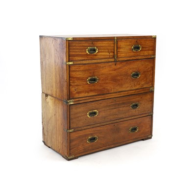 Lot 594 - A mahogany brass bound Campaign chest