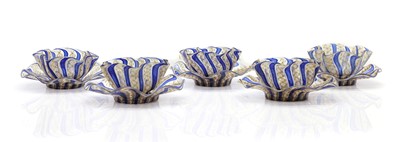 Lot 377 - A set of five Venetian glass finger bowls and stands