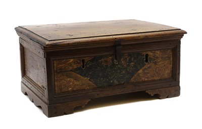 Lot 507 - A Continental walnut chest or strong box