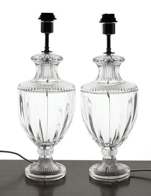 Lot 292 - A pair of cut glass table lamps