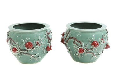 Lot 240A - A pair of Chinese porcelain fish bowls