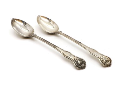 Lot 39 - A pair of Kings pattern silver basting spoons