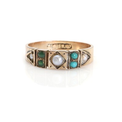 Lot 1026 - An Edwardian turquoise and split pearl ring