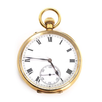 Lot 1450 - An 18ct gold top wind open faced pocket watch