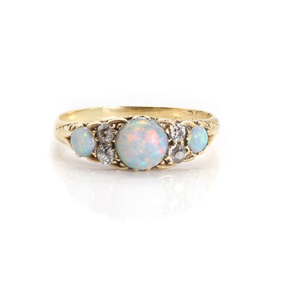 Lot 1043 - An antique opal and diamond ring