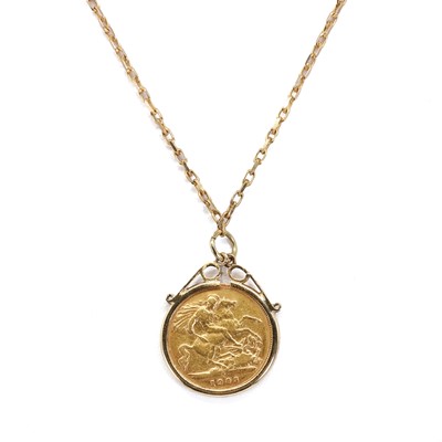 Lot 1436 - A half sovereign coin pendant