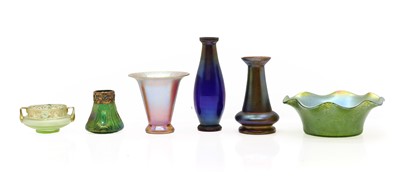 Lot 275 - A collection of six Bohemian iridescent glass items