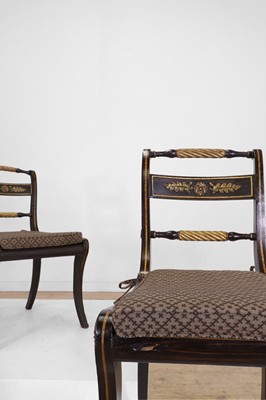 Lot 641 - A pair of Regency simulated rosewood and parcel-gilt side chairs