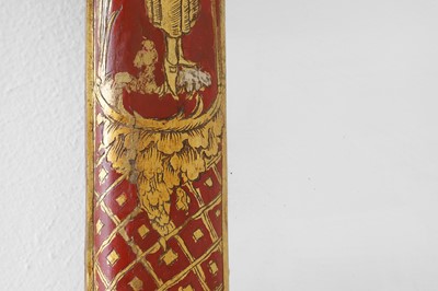 Lot 635 - A George I-style red and gilt japanned pier mirror