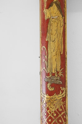 Lot 635 - A George I-style red and gilt japanned pier mirror