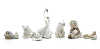 Lot 268 - A group of six Lladro figures and animals