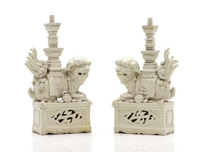 Lot 203 - A pair of Blanc de Chine porcelain figures